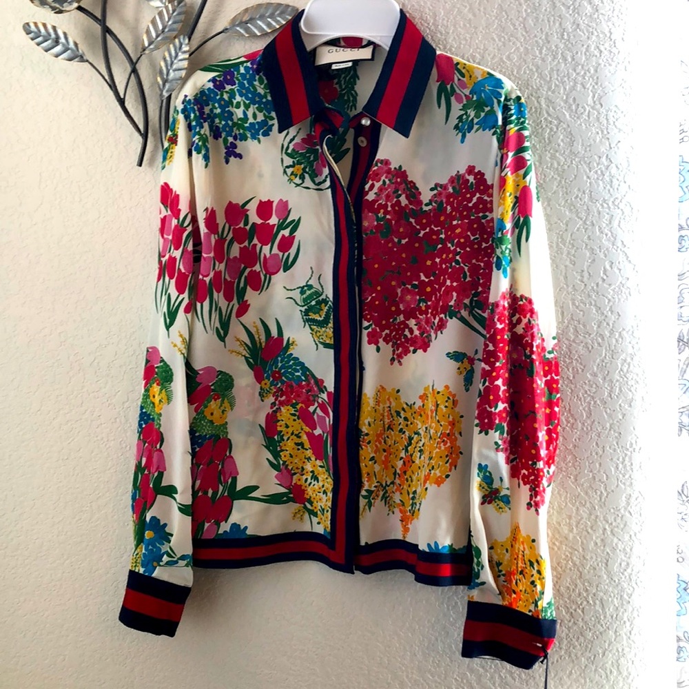 Authentic Gucci floral shirt button front blouse - Picture 2 of 16